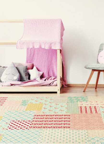 Módne vinylový koberec farebné patchwork