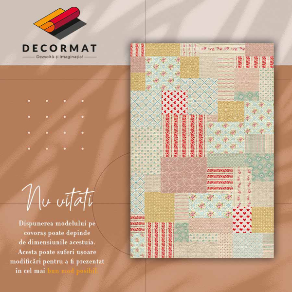 Módne vinylový koberec farebné patchwork