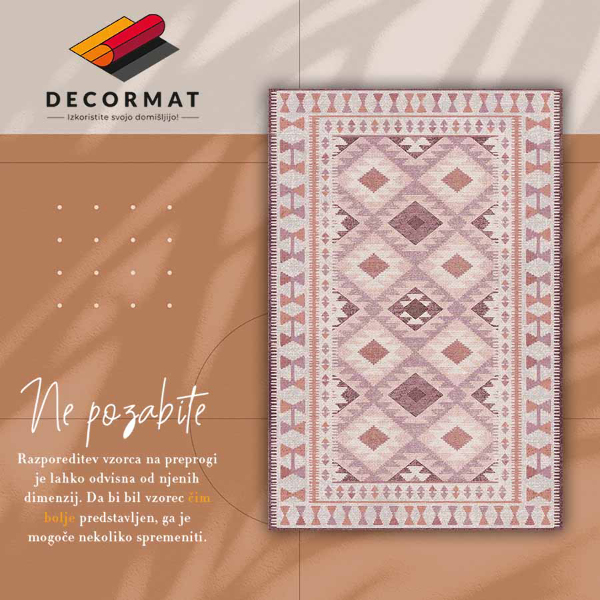 Vinylový koberec pre domácnosť bledoružové diamanty