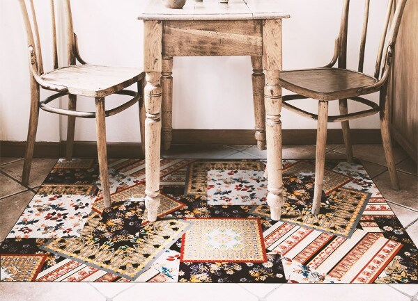 Módne vinylový koberec chaotické patchwork