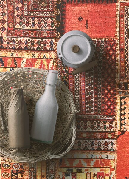 Módne vinylový koberec patchwork abstrakcie