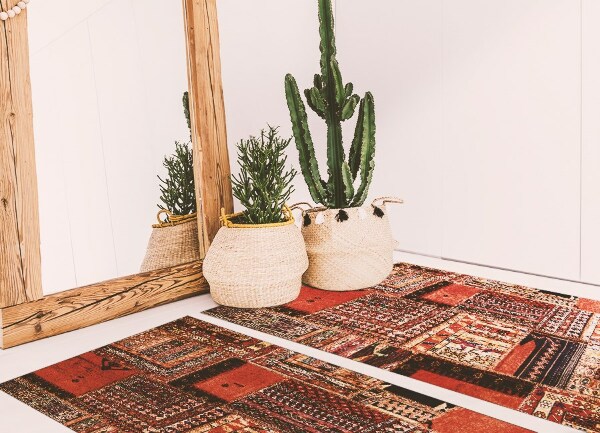 Módne vinylový koberec patchwork abstrakcie