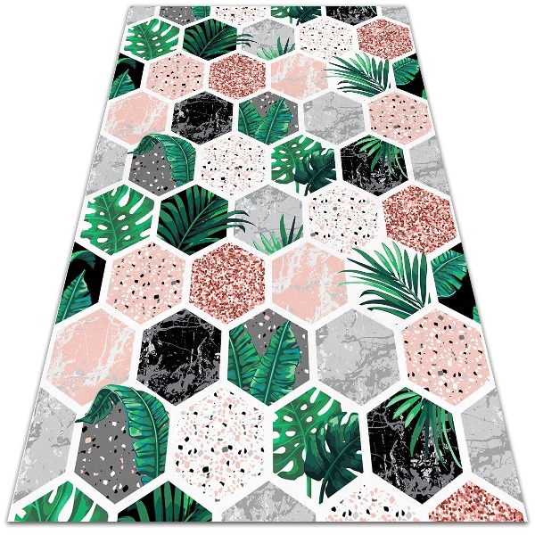 Univerzálny vinylový koberec tropické šesťuholníkov