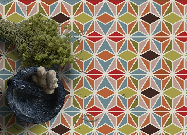 vinylový koberec abstrakt kaleidoskop