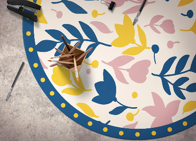 Módne guľatý vinylový koberec abstraktné kvety