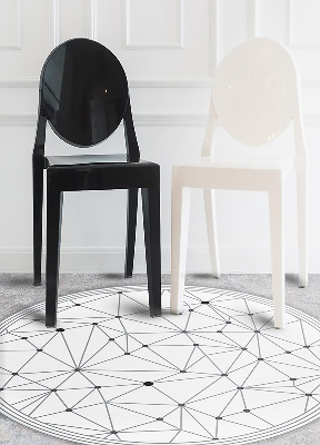 Okrúhly vinylový domáci koberec geometrické mriežky