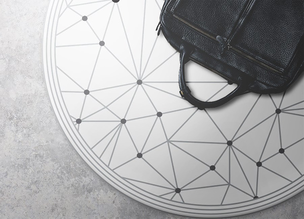 Okrúhly vinylový domáci koberec geometrické mriežky