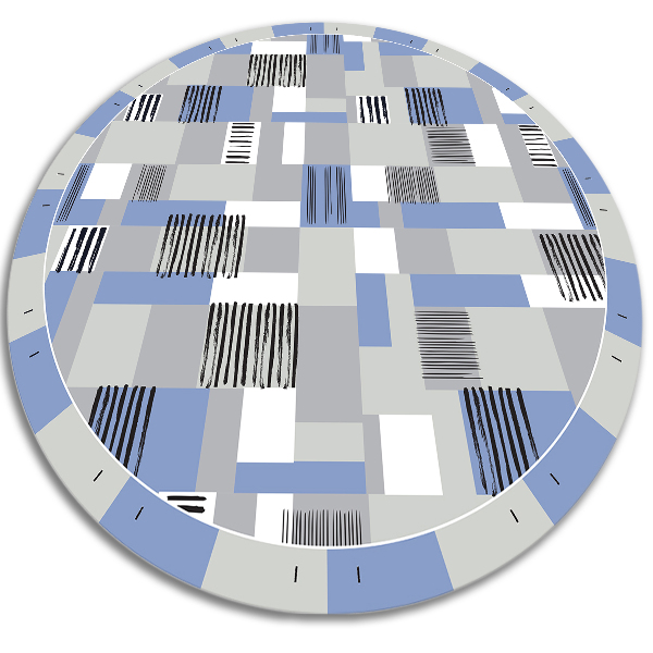 Okrúhly vinylový domáci koberec geometryszne obdĺžniky