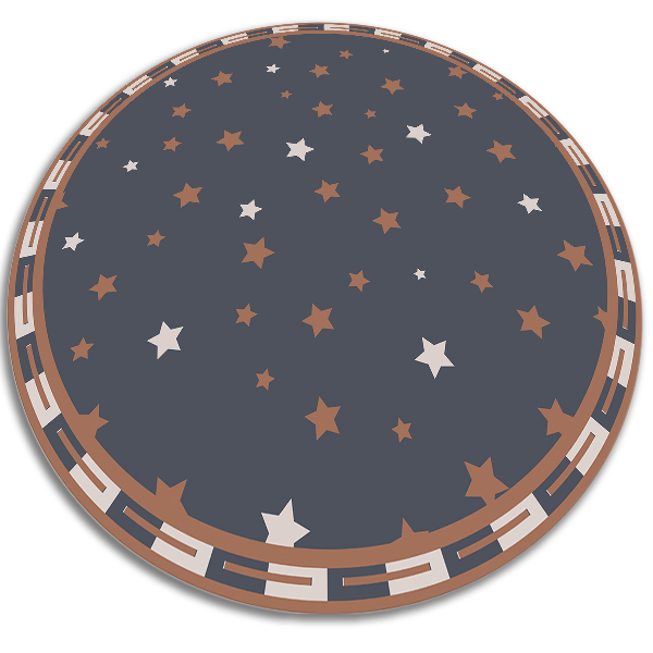 Módne guľatý vinylový koberec geometrické hviezdy
