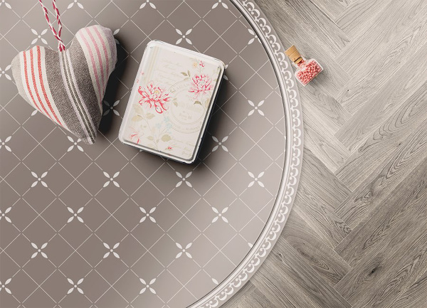 Módne guľatý vinylový koberec jemné krížiky