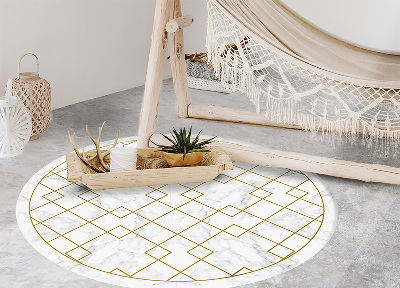 Okrúhly vinylový domáci koberec zdobený mramorom