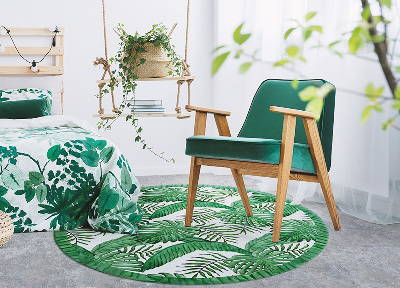 Okrúhly vinylový domáci koberec palmové listy