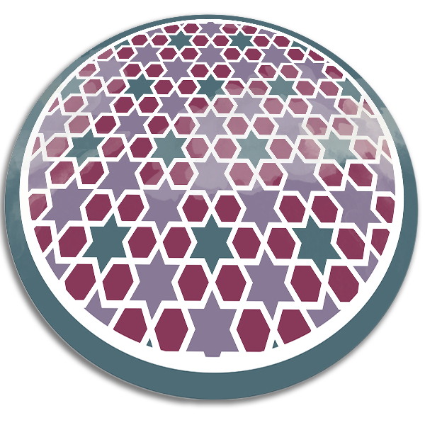 Okrúhly vinylový domáci koberec geometrické hviezdy