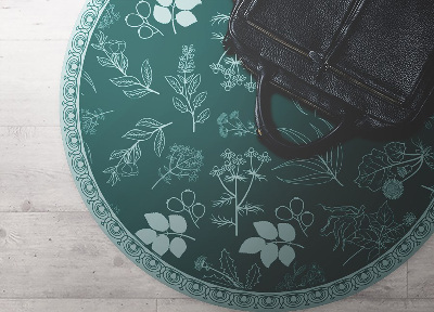 Okrúhly vinylový domáci koberec botanickej kvety
