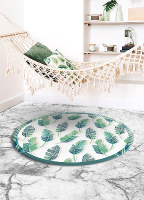 Okrúhly vinylový domáci koberec tropické listy
