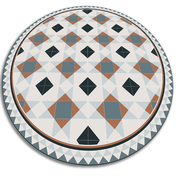 Okrúhly vinylový domáci koberec geometrické diamanty