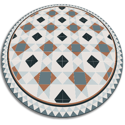 Okrúhly vinylový domáci koberec geometrické diamanty