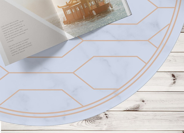 Okrúhly vinylový domáci koberec zdobený mramorom