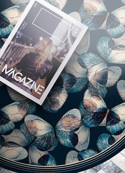 Okrúhly vnútorné vinylový koberec motýle