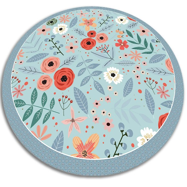 Okrúhly vnútorné vinylový koberec lúčne kvety