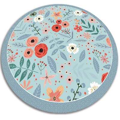 Okrúhly vnútorné vinylový koberec lúčne kvety