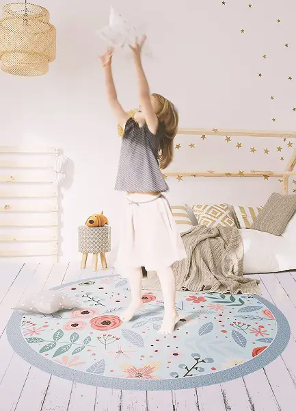 Okrúhly vnútorné vinylový koberec lúčne kvety
