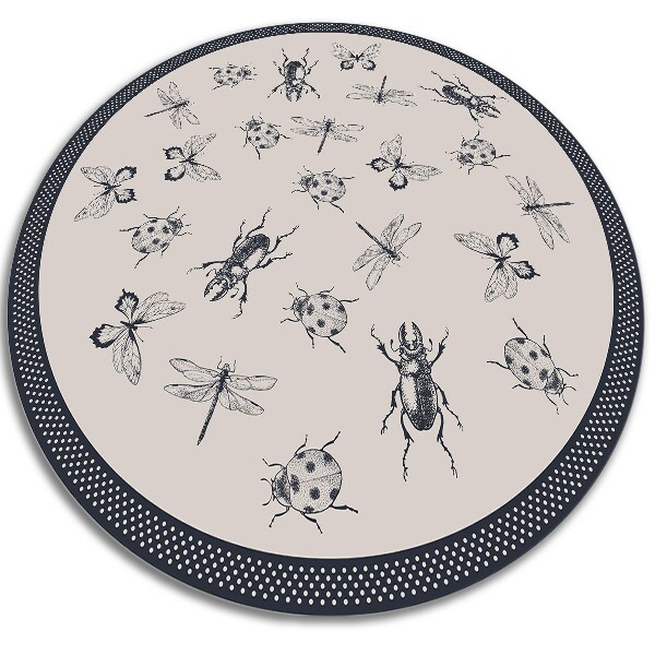 Módne guľatý vinylový koberec paleta hmyzu