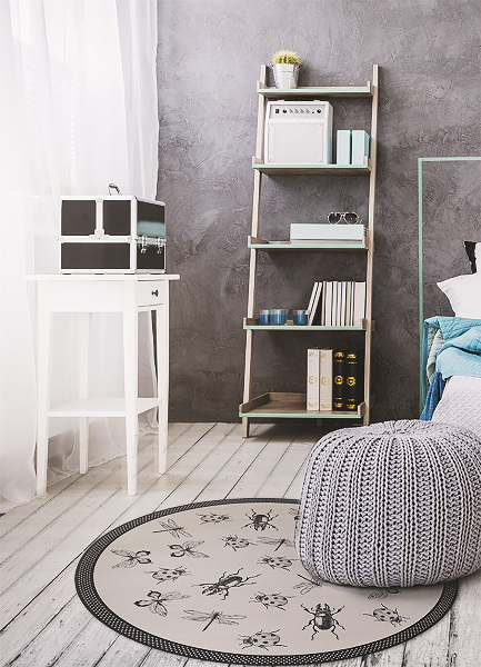 Módne guľatý vinylový koberec paleta hmyzu