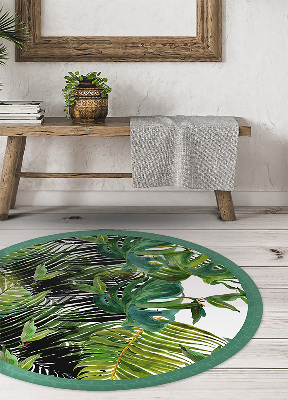 Módne guľatý vinylový koberec exotické listy