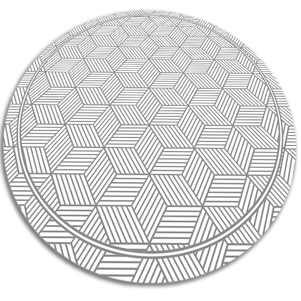 Módne guľatý vinylový koberec geometrické kocka