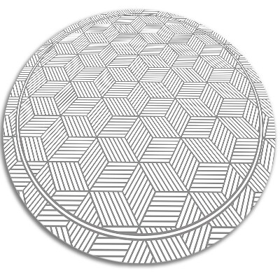 Módne guľatý vinylový koberec geometrické kocka