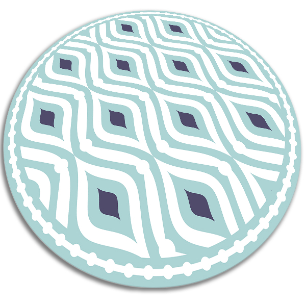 Módne guľatý vinylový koberec geometrické vlny