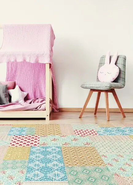 Módne vinylový koberec Patchwork rôznych kusov