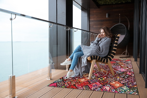 Záhradný koberec krásny vzor patchwork mozaika