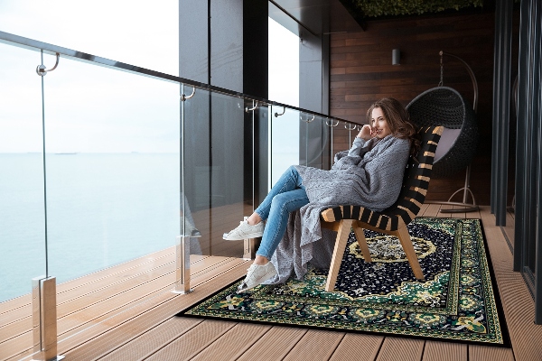 Moderné Koberec na balkóne gold mandala