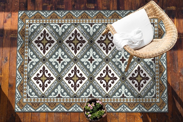 Moderná podlahová krytina na terase geometrické kvety
