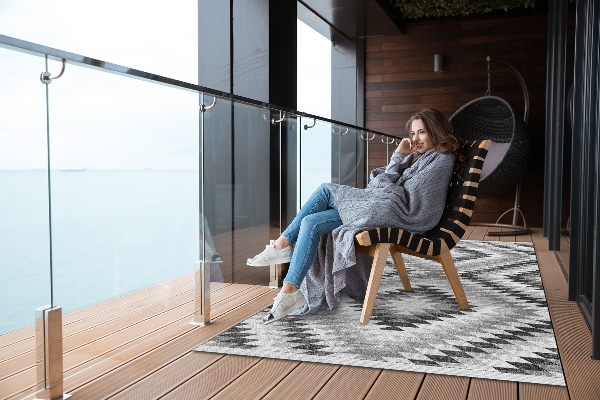 Krásny vonkajšie koberec Šedá geometrický vzor