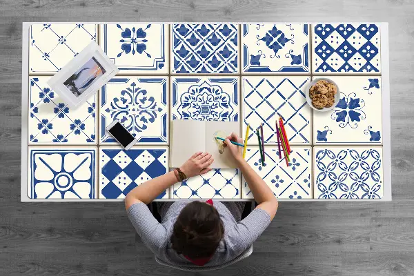 Pracovný podložka na stôl dlaždice blue
