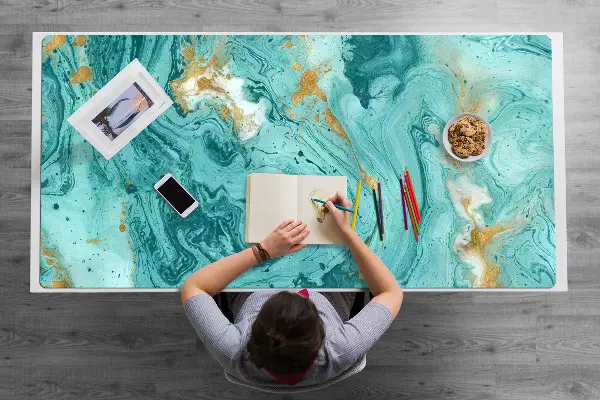 Ochranná podložka na stôl Marble tyrkysová