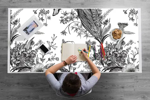 Pracovný podložka na stôl Čierna a biela záhrada