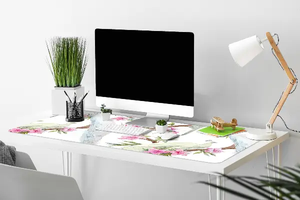 Veľká podložka na stôl pre deti bieli pávy
