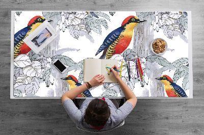 Podložka na písací stôl maľované vtáky