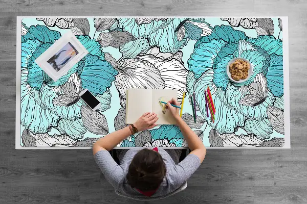 Veľká ochranná podložka na stôl kvety Doodle