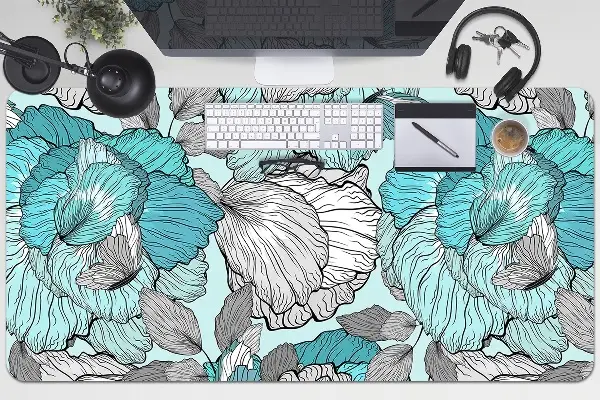 Veľká ochranná podložka na stôl kvety Doodle