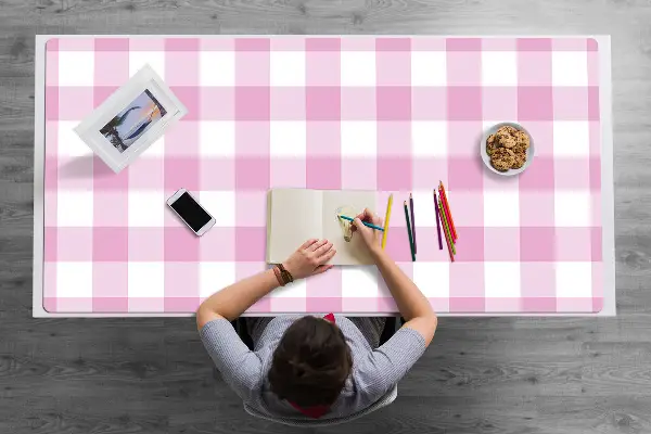 Veľká ochranná podložka na stôl pink mriežka