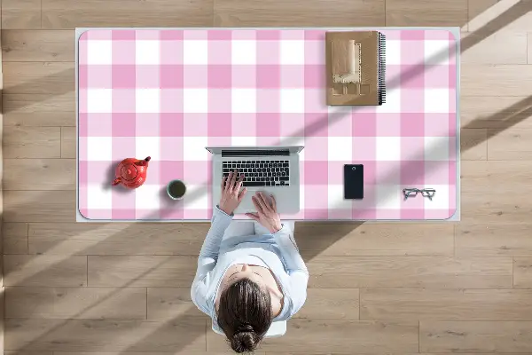 Veľká ochranná podložka na stôl pink mriežka