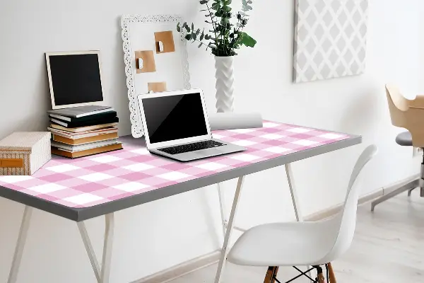 Veľká ochranná podložka na stôl pink mriežka