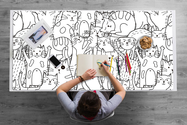 Pracovný podložka na stôl Mačky v štýle Doodle