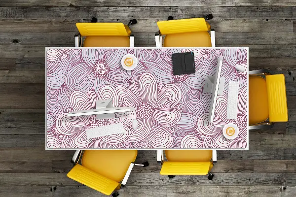 Veľká ochranná podložka na stôl kvety Doodle