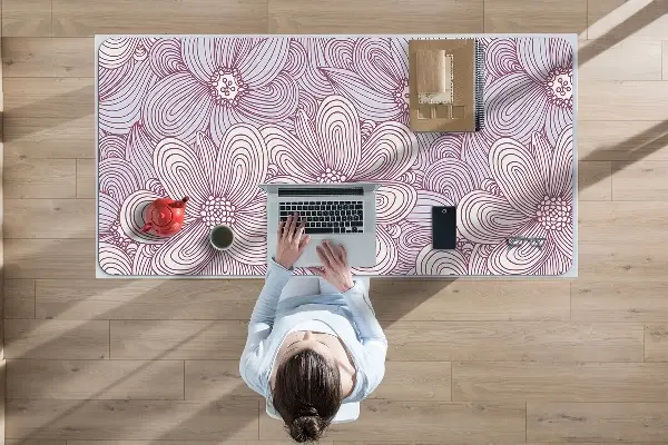 Veľká ochranná podložka na stôl kvety Doodle